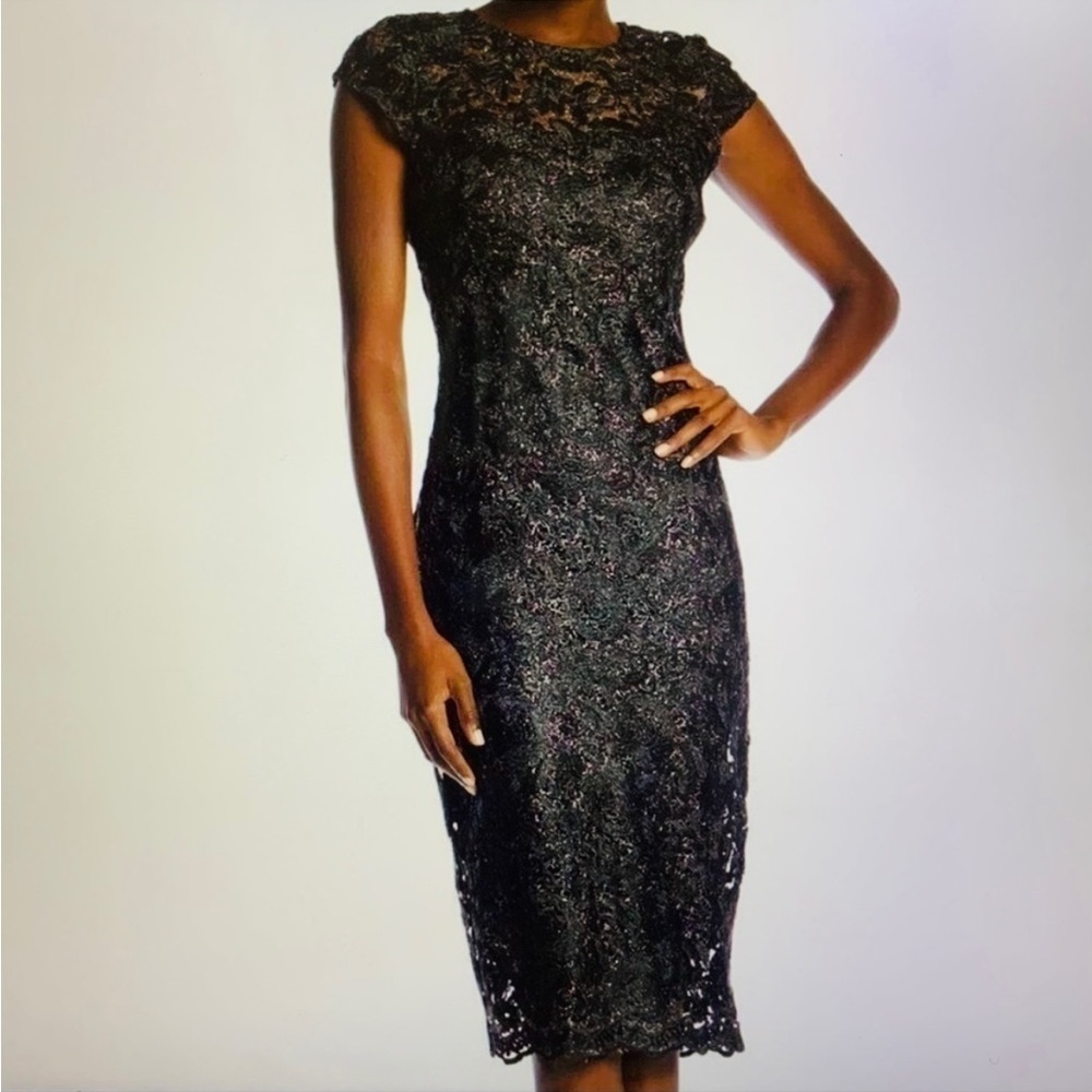 Marina size 4 cap sleep silver lace dress - Picture 1 of 9